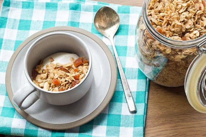 Apricot Granola is a fragrant, crunchy breakfast or snack.