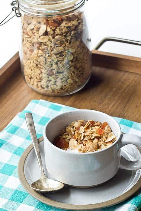 Apricot Granola is simple and relies on natural flavors and spices rather than refined sugars.