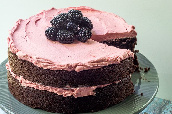 Chocolate Beet Cake with Blackberry Buttercream is beautiful and fresh.