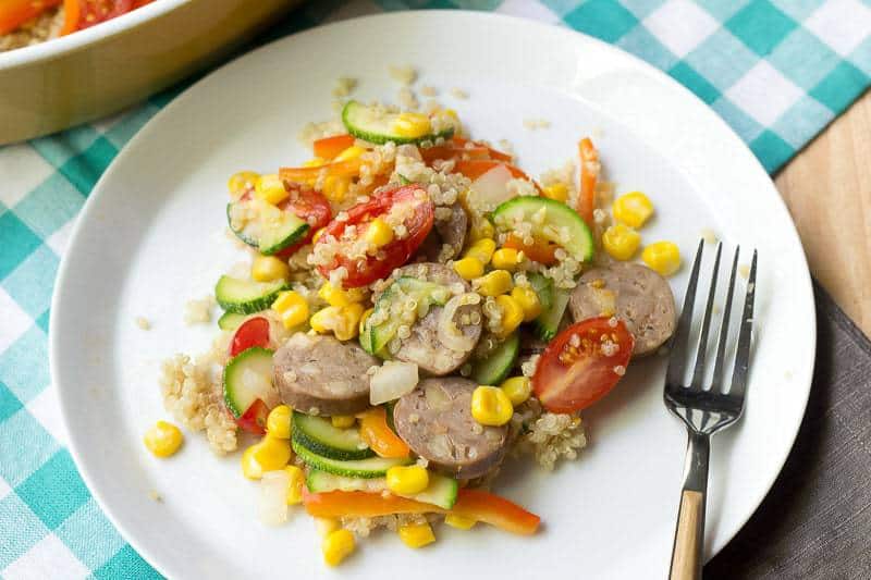Quinoa with Summer Vegetables and Sausage