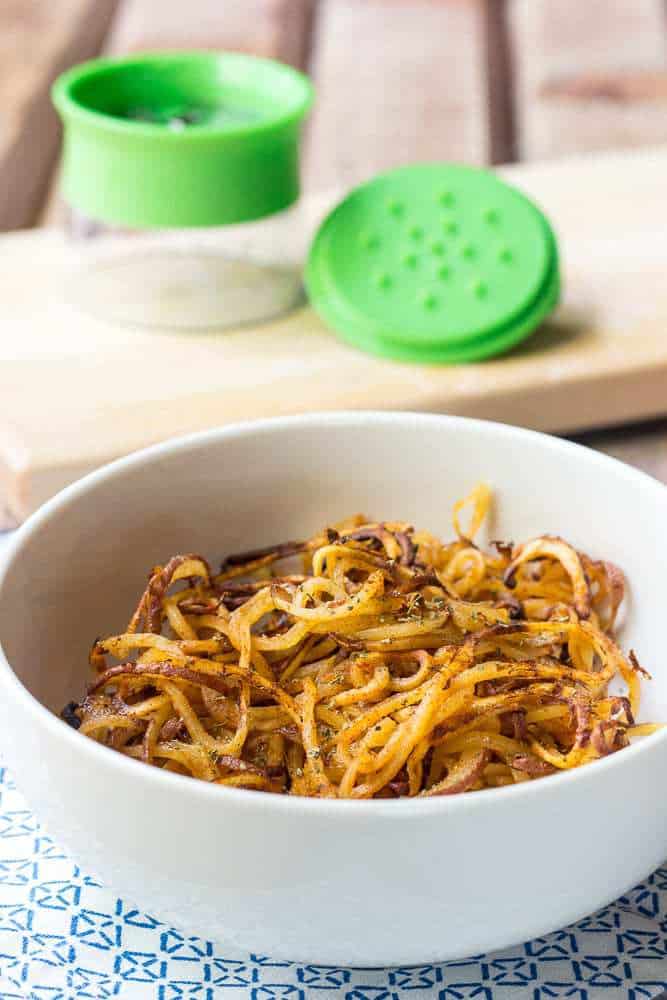 Spicy Spiralized Potatoes are a fun new way to eat potatoes.