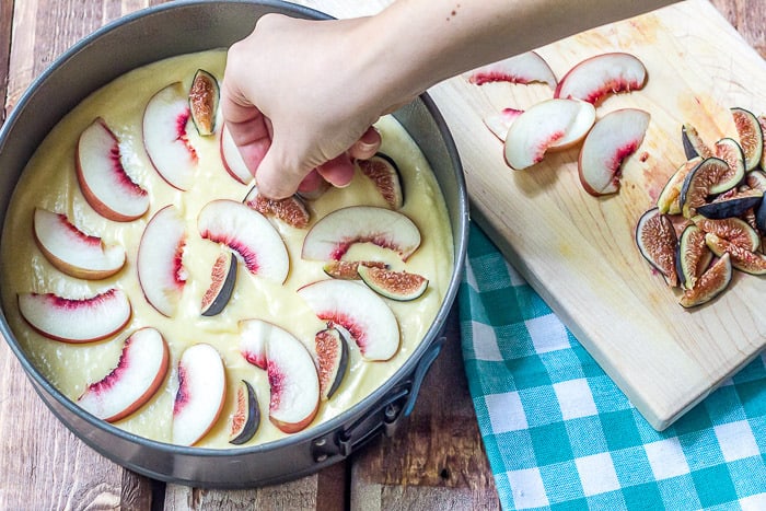 A simple batter is studded with fresh fruits for this fig and nectarine cake.