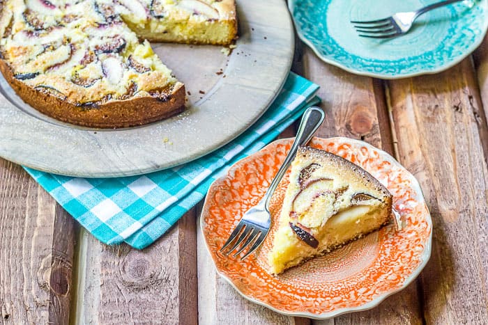 Fig and nectarine cake uses the end of summer fruits for a lovely tea cake.