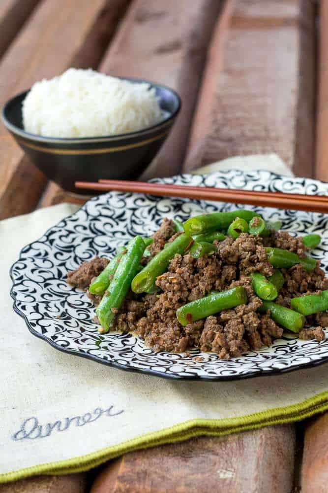 Beef and green bean stir fry is ready for the dinner table in just minutes, and your family will love it!