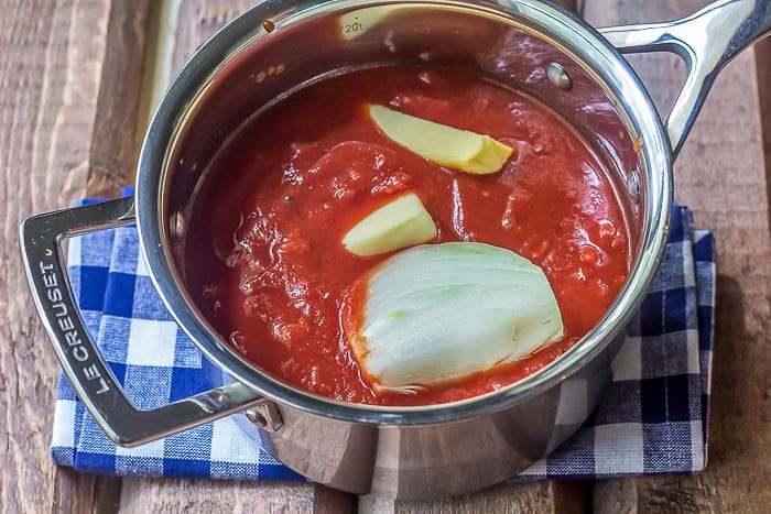Marcella Hazan's simple tomato sauce is a staple recipe.