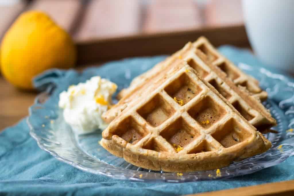 Orange spice waffles are full of warm spices and citrus flavor. They’re easy to make for a cozy winter brunch.