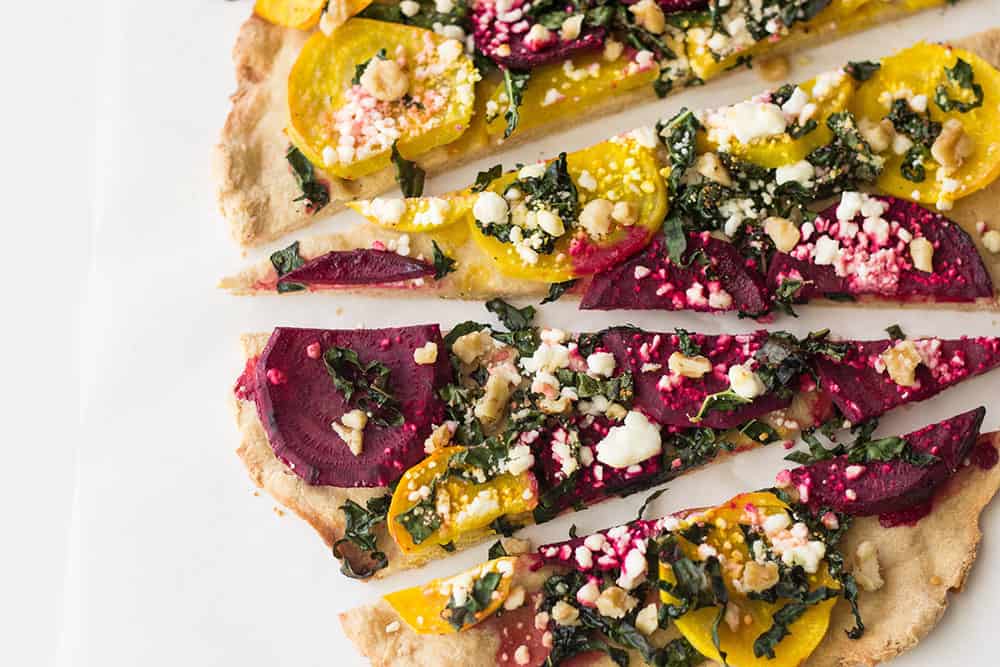 Kale Beet Pizza sliced