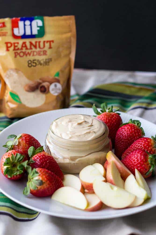 Peanut butter fruit dip requires just three ingredients.