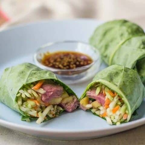 Steak and Mango Collard Wraps