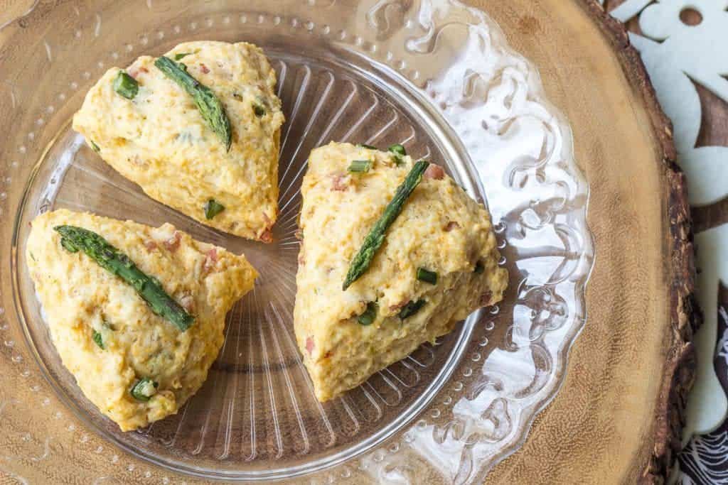 Ham Asparagus scones are a great savory addition to the brunch table.