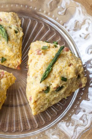Ham Asparagus scones are a great savory addition to the brunch table.