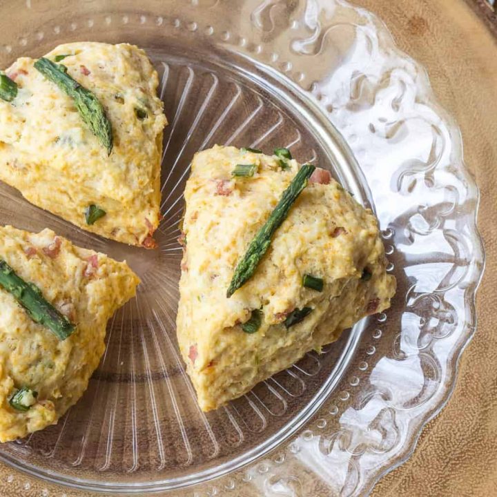 Ham Asparagus scones are a great savory addition to the brunch table.