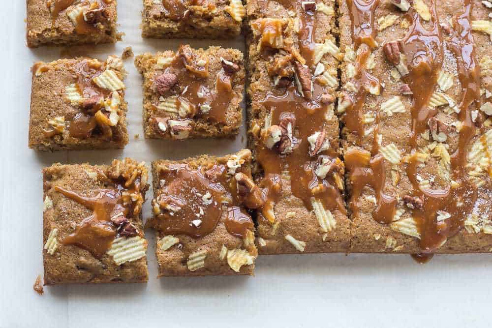 Salted caramel pecan blondies are just what you need today.