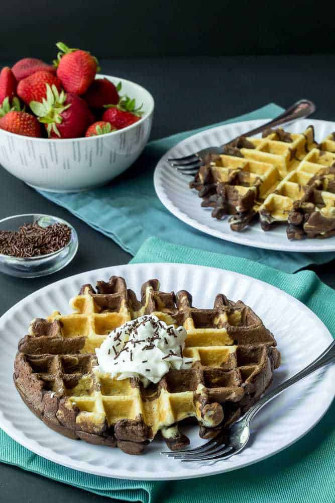 Marble waffles take care of requests for both chocolate and vanilla. 