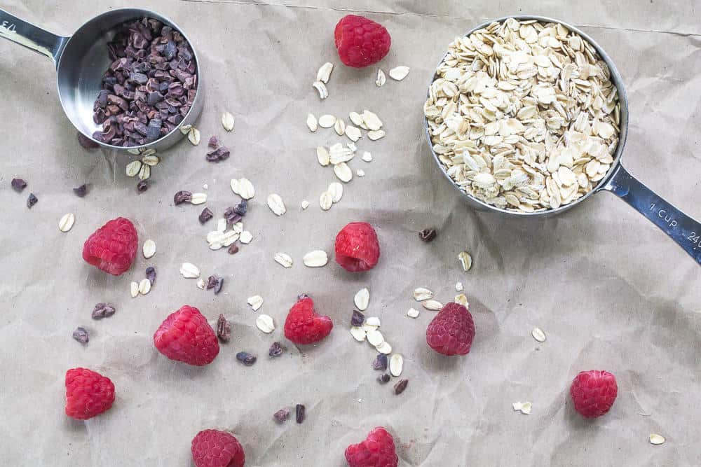 Raspberry Almond Baked Oatmeal - Raspberries and Cacao Nibs