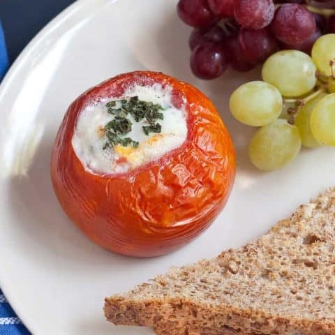 Baked eggs in tomatoes are an easy yet elegant way to serve up eggs for breakfast or brunch.