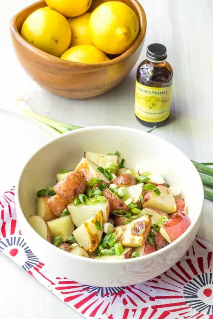 Lemony grilled potato salad is a light, bright twist on summer potato salads.