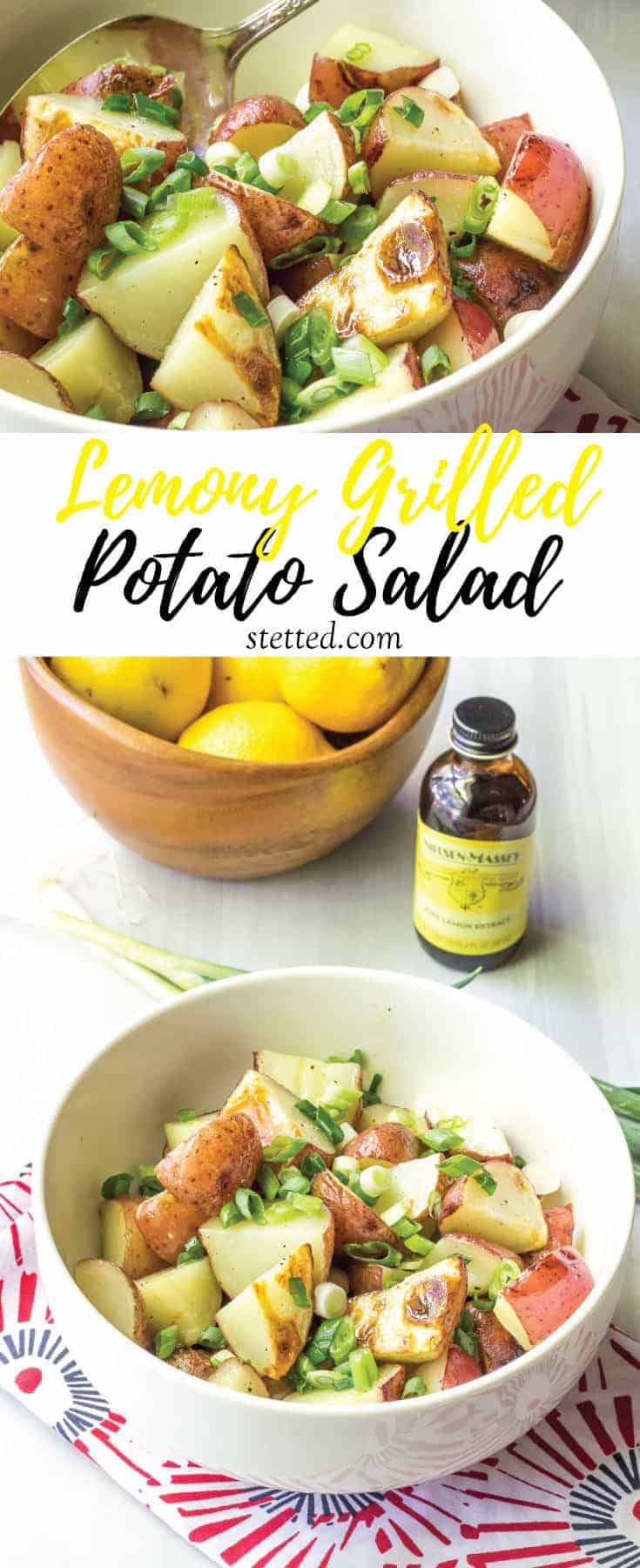 Lemony grilled potato salad is a light, bright twist on summer potato salads.