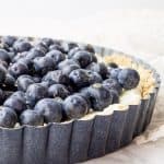 This blueberry white chocolate tart features a no-bake crust and luscious mascarpone cheese. It's perfect for the Fourth of July.