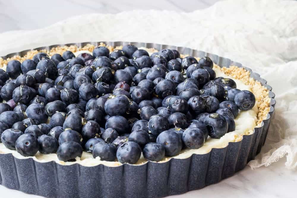 Blueberry white chocolate tart is a delicious no-bake dessert. Summer at its best!