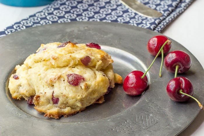 Cherry Walnut Scones come together easily. Grate the butter for perfect texture.