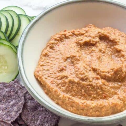 Muhammara is a delicious red pepper spread that's a must-have for your appetizer platter.