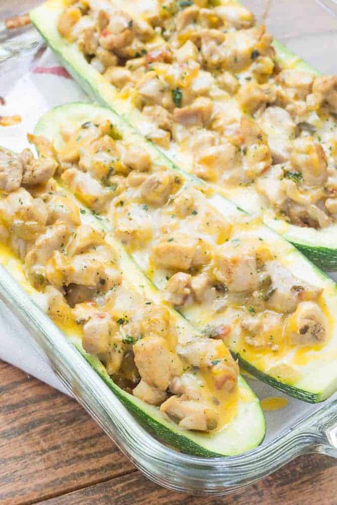 Zucchini Taco Boats with Chicken are a light and simple dinner. They're a great way to get your veggies in!