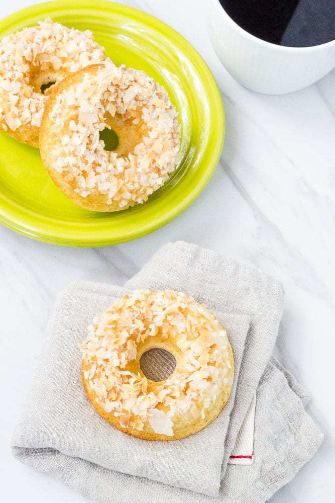 Toasted coconut donuts are full of tropical flavor. They’re easy to make any day of the week to ease your donut craving.