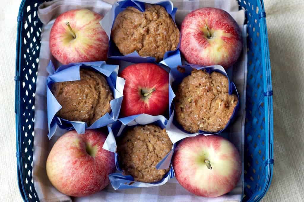 Whole wheat apple cinnamon muffins are bursting with flavor. The whole family will love them.