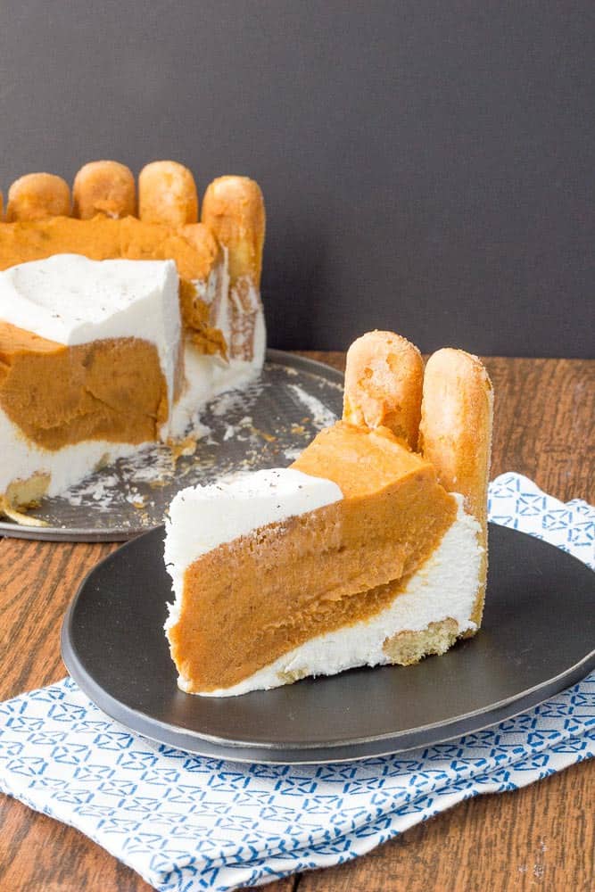 Pumpkin charlotte is a creamy, no-bake dessert that everyone will love! It looks impressive but is simple to create.