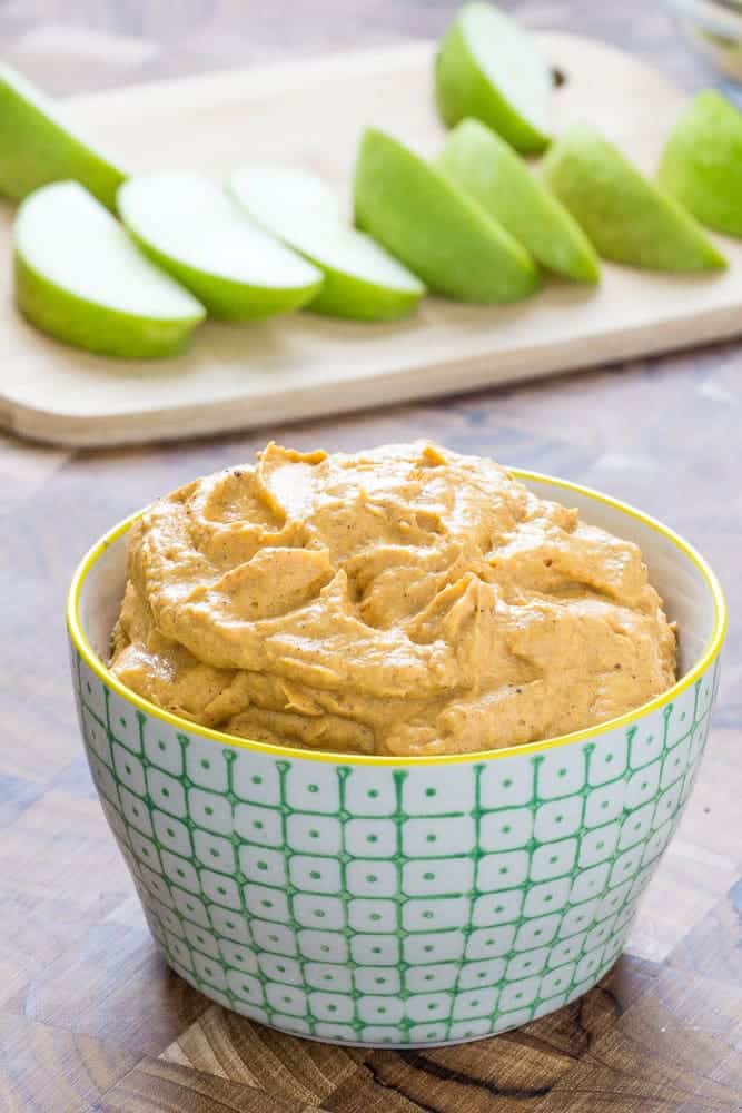 Pumpkin fruit dip is creamy and luscious. It's low in sugar too, so don't feel bad about gobbling it up!