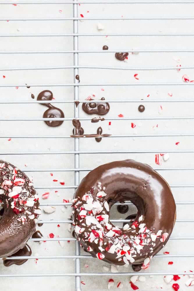 Peppermint mocha donuts are chocolaty with a hit of mint — just like your favorite holiday drink! They’re perfect for Christmas morning.