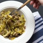 Pork cabbage skillet is a comforting dish that is perfect for dreary winter days.