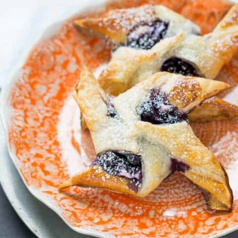 Blueberry cream cheese danishes are made easy at home with puff pastry. Skip that donut shop pastry!