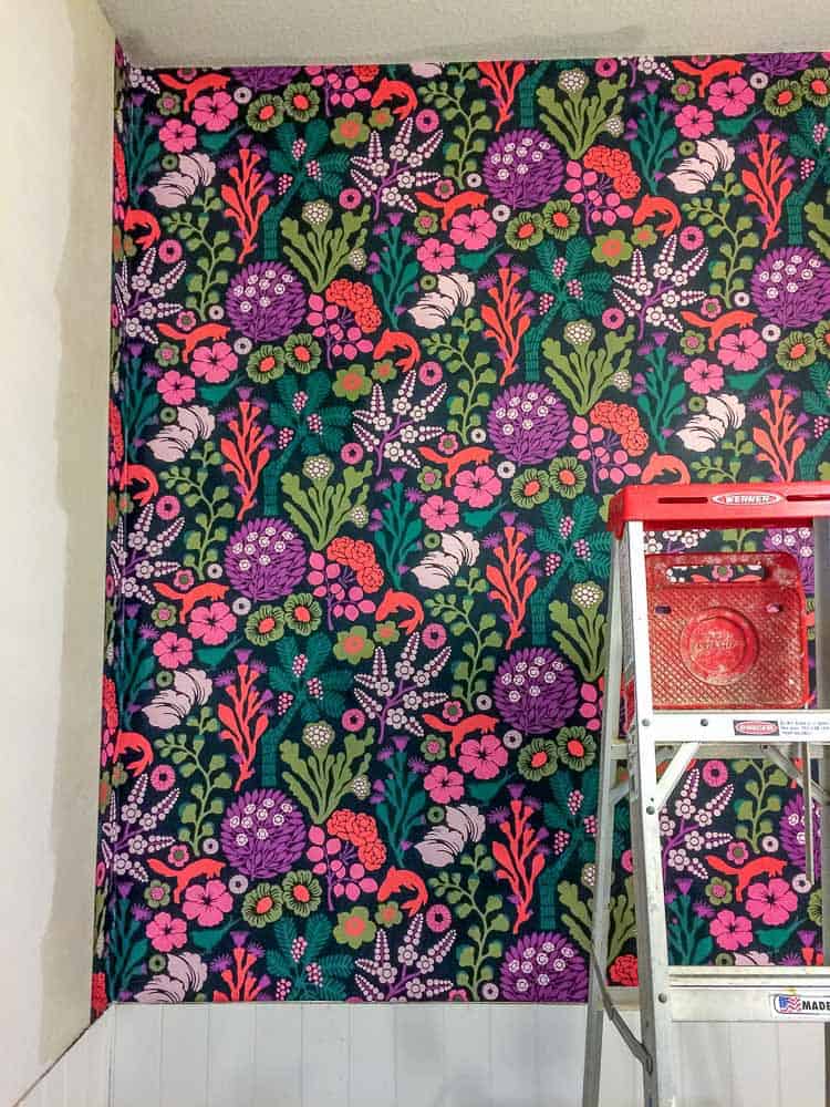 Powder room wallpaper installation