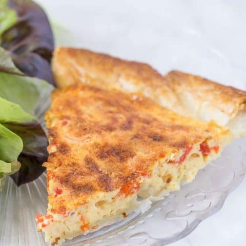 Roasted red pepper quiche is simple, but full of flavor.