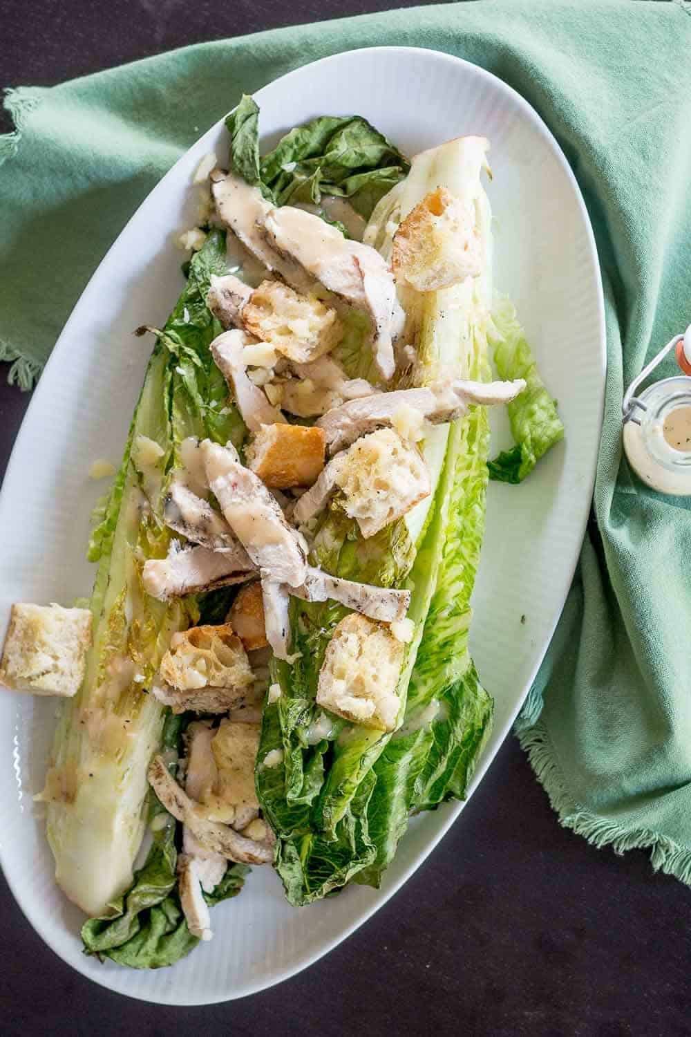 Grilled chicken Caesar salad is perfect for yourself, or for entertaining,