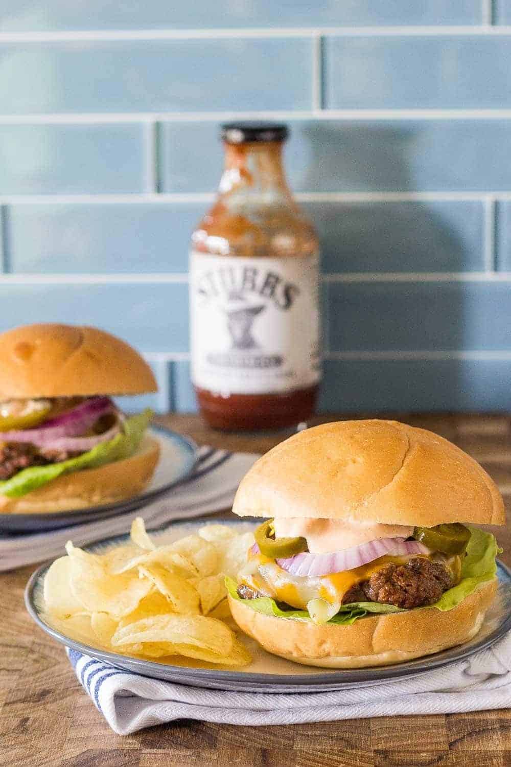 Texas heat burgers feature spicy jalapeños and plenty of Stubb’s Legendary Bar-B-Q Sauce! These loaded burgers are perfect for those who want a bit more. 