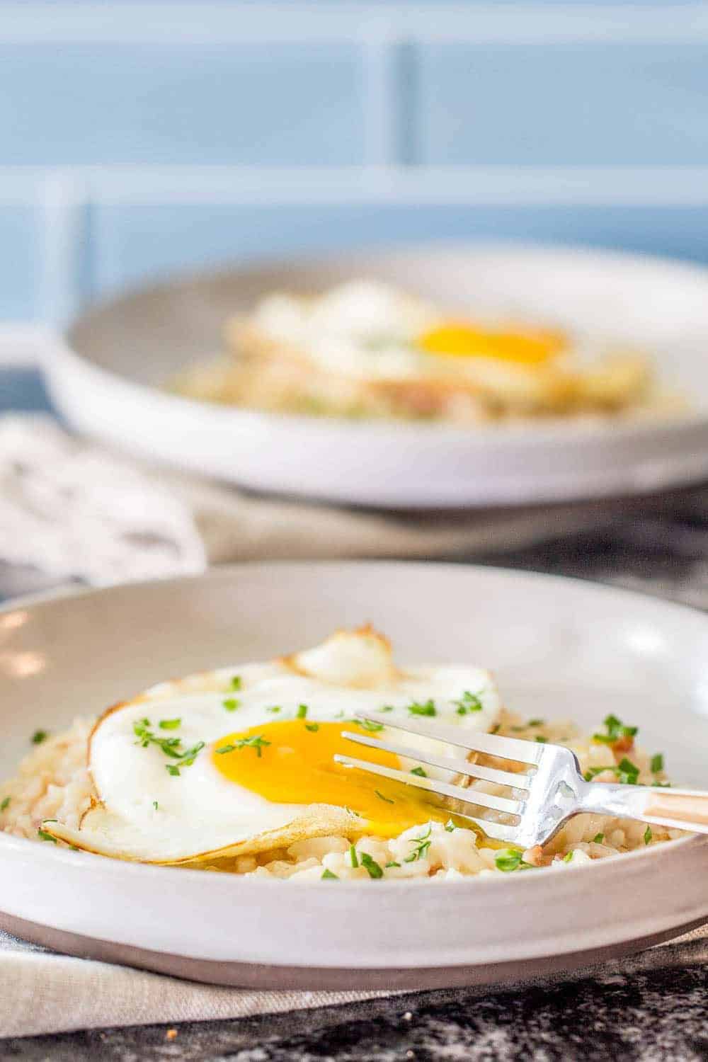 Bacon and egg risotto cooks up easier than you think, thanks to the Instant Pot.