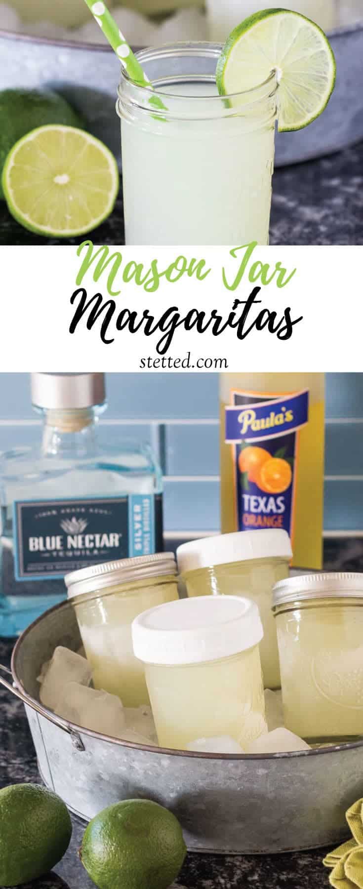 Mason jar margaritas make it easy to have margaritas any time! They're perfect to prep ahead for parties, too.