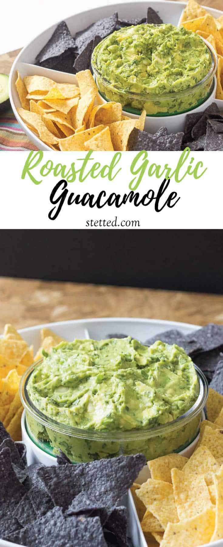 Roasted garlic guacamole is my go-to guacamole recipe! Why wait for Cinco de Mayo?
