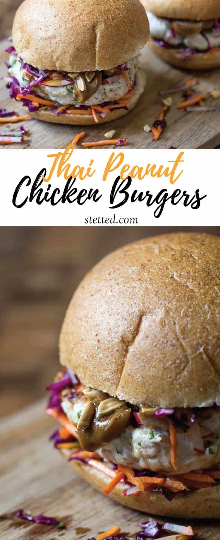 These Thai peanut chicken burgers add so much flair to dinner. Inspired by classic Thai flavors, it might be your new favorite burger!