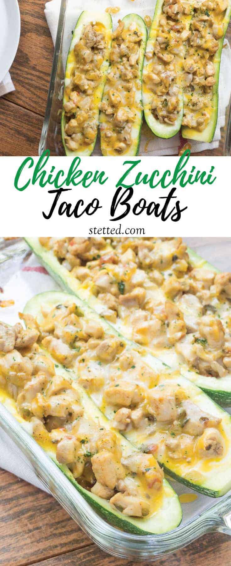 Zucchini Taco Boats with Chicken are a light and simple dinner. They're a great way to get your veggies in!