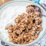 Mocha java granola is chocolaty and nutty, with a hit of coffee. This make-ahead breakfast will make your mornings so much easier.