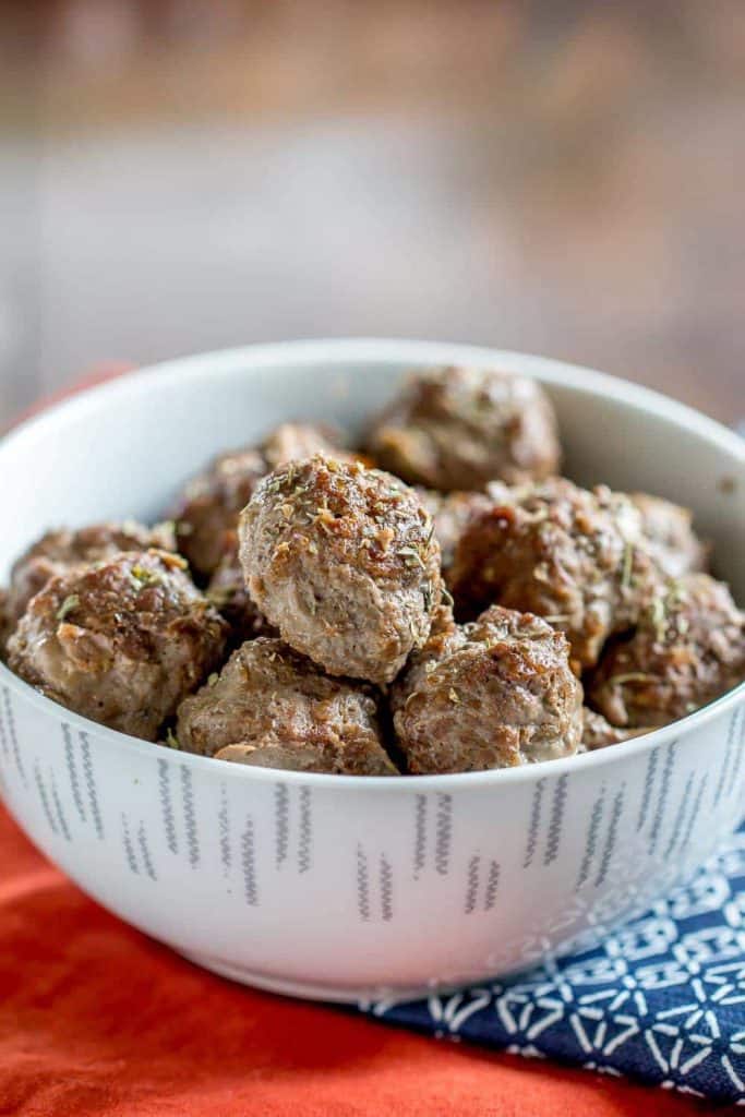 Baked bison meatballs are a great addition to your favorite pasta!