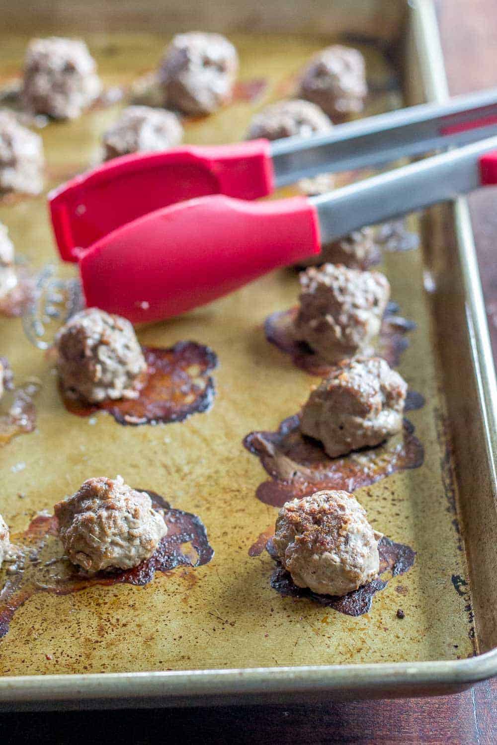 Baked bison meatballs cook up quickly for an easy dinner.