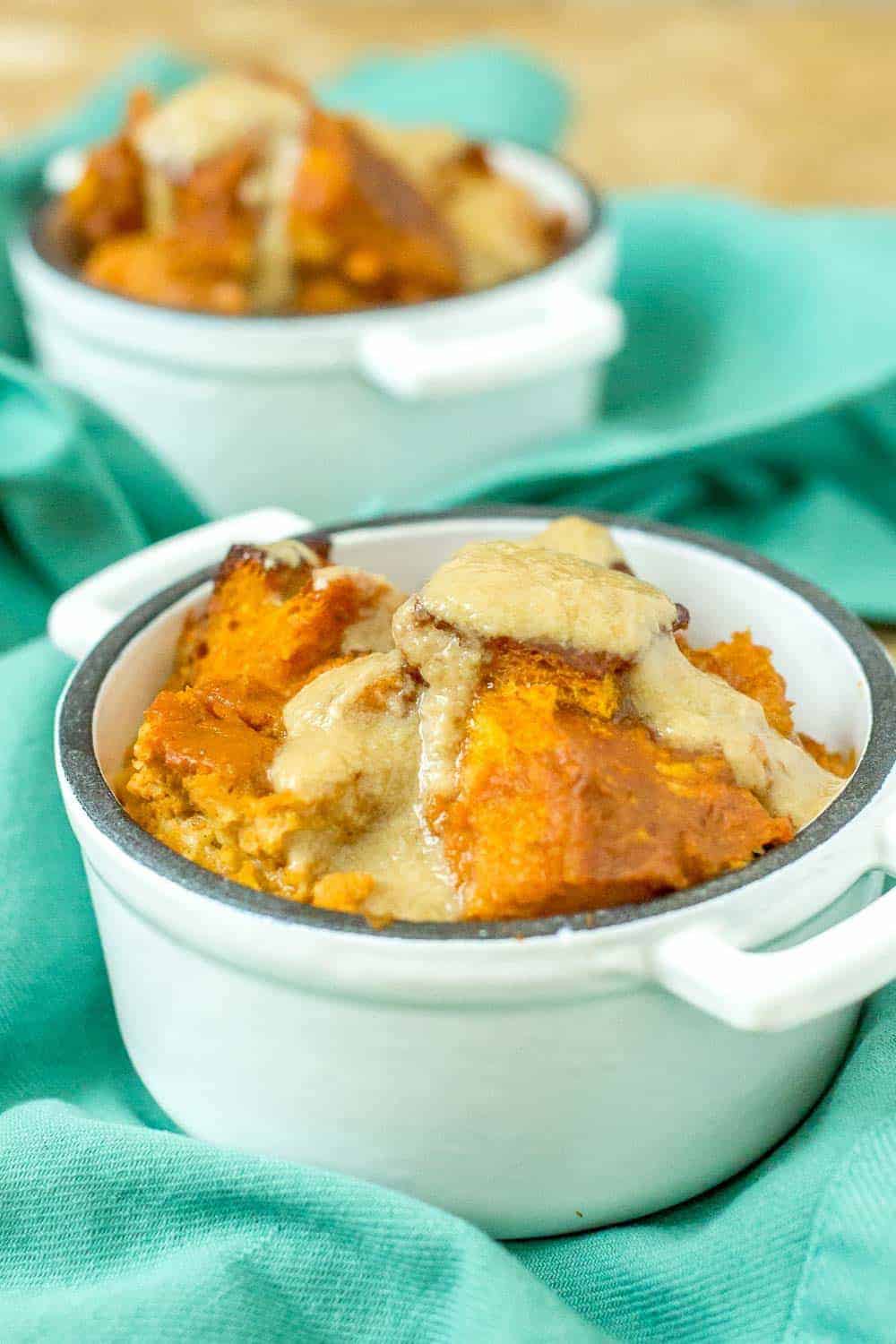 Pumpkin bread pudding is excellent for autumn nights.