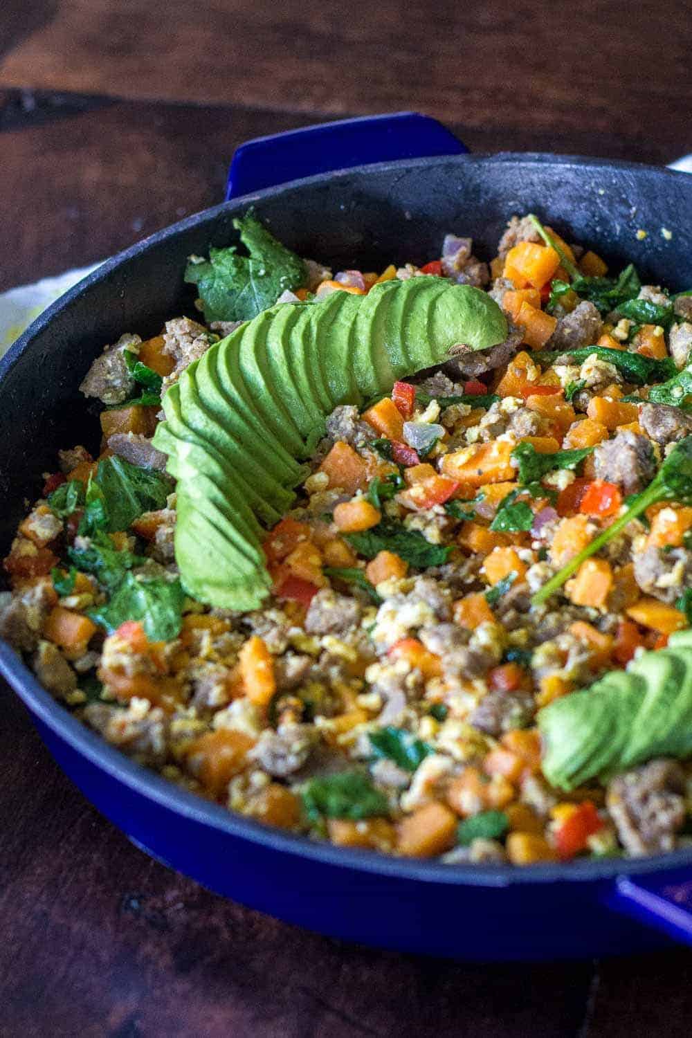 Whole30 breakfast hash gets your day started with plenty of protein and vegetables. 