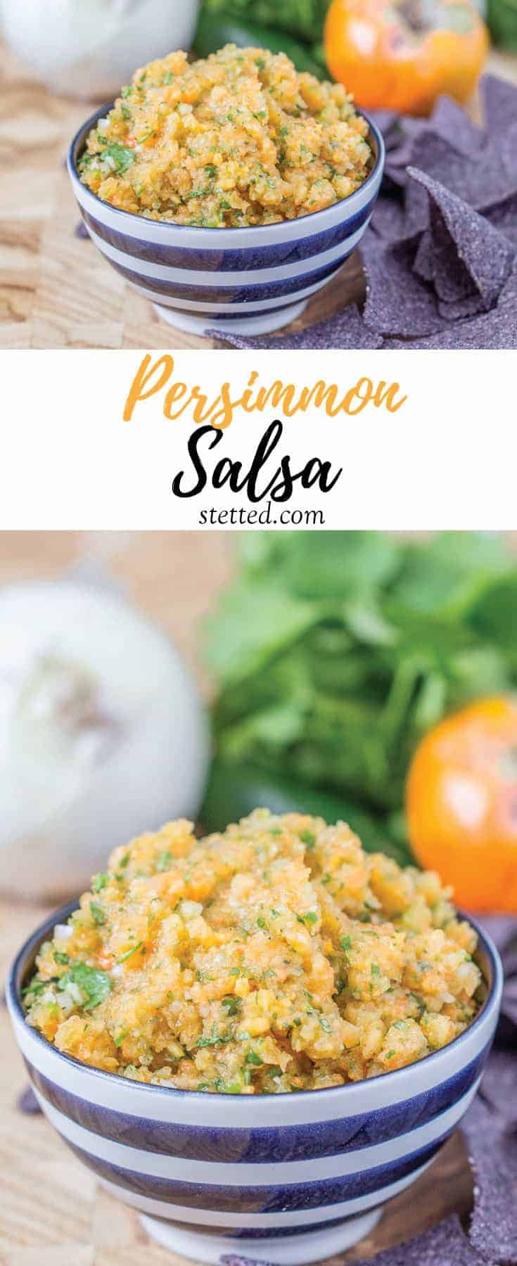 Persimmon salsa is a simple autumn salsa for all your snacking needs. If you like fruit salsa, you definitely need to try it!