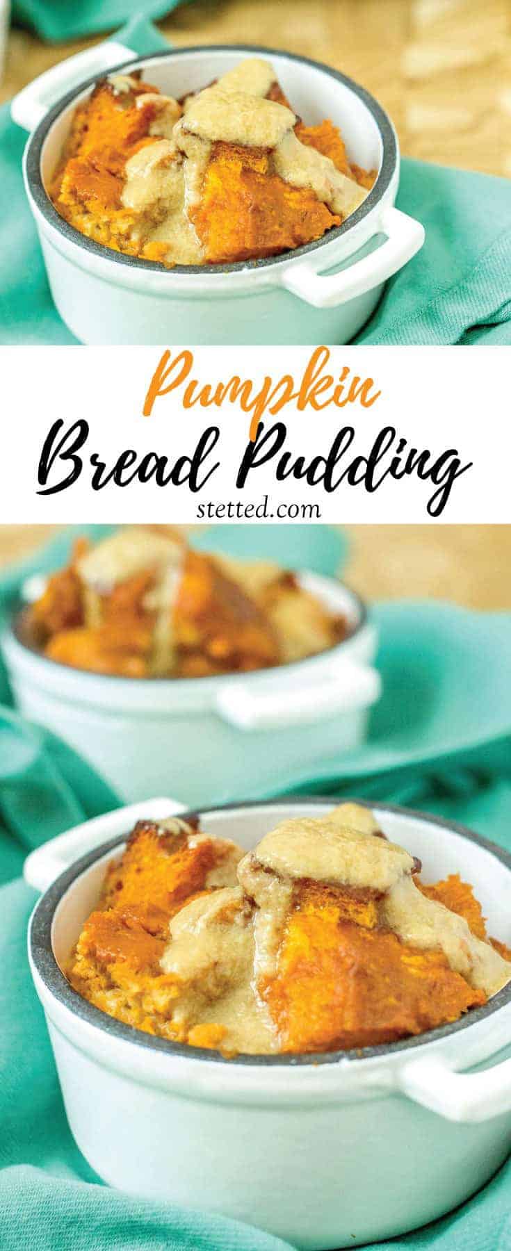 Pumpkin bread pudding is a great fall dessert. Leftover bread combines with a pumpkin custard for a luscious way to end a meal!